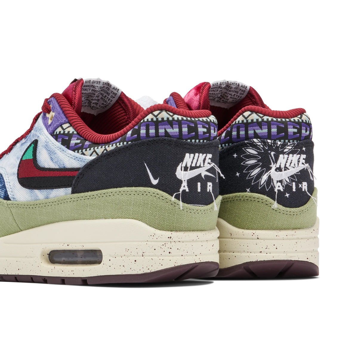 Nike Air Max 1 Multicolor Patchwork Sneakers with Olive Trim