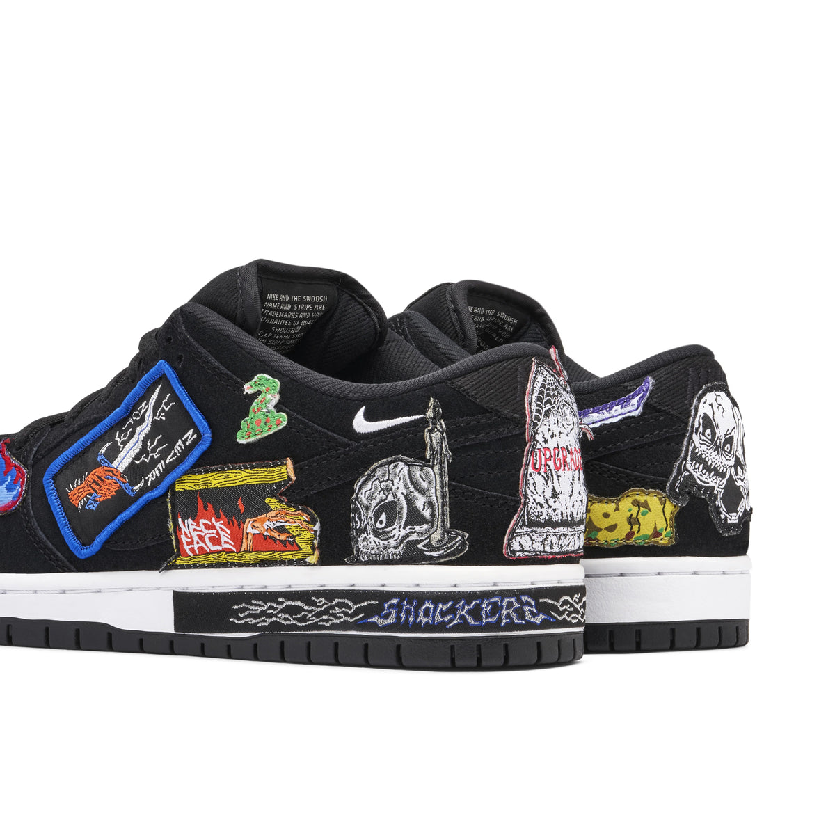 Nike SB Dunk Low Black Sneakers with Multicolor Graphic Patches
