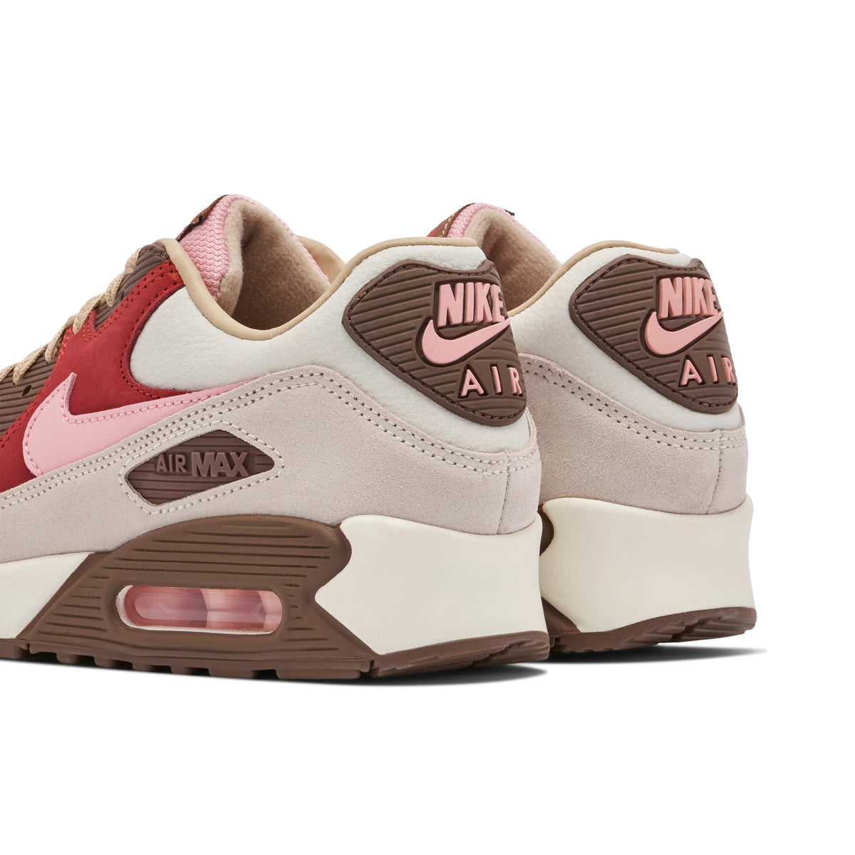 Nike Air Max 90 Red & Cream Sneakers with Pink Swoosh
