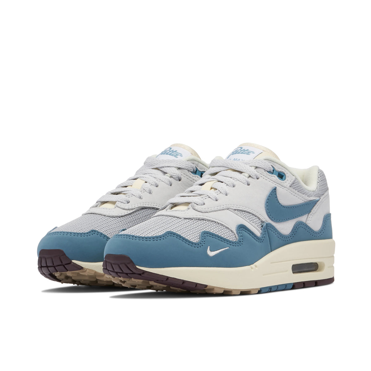 Nike Air Max 1 White & Blue Sneakers with Wavy Mudguard