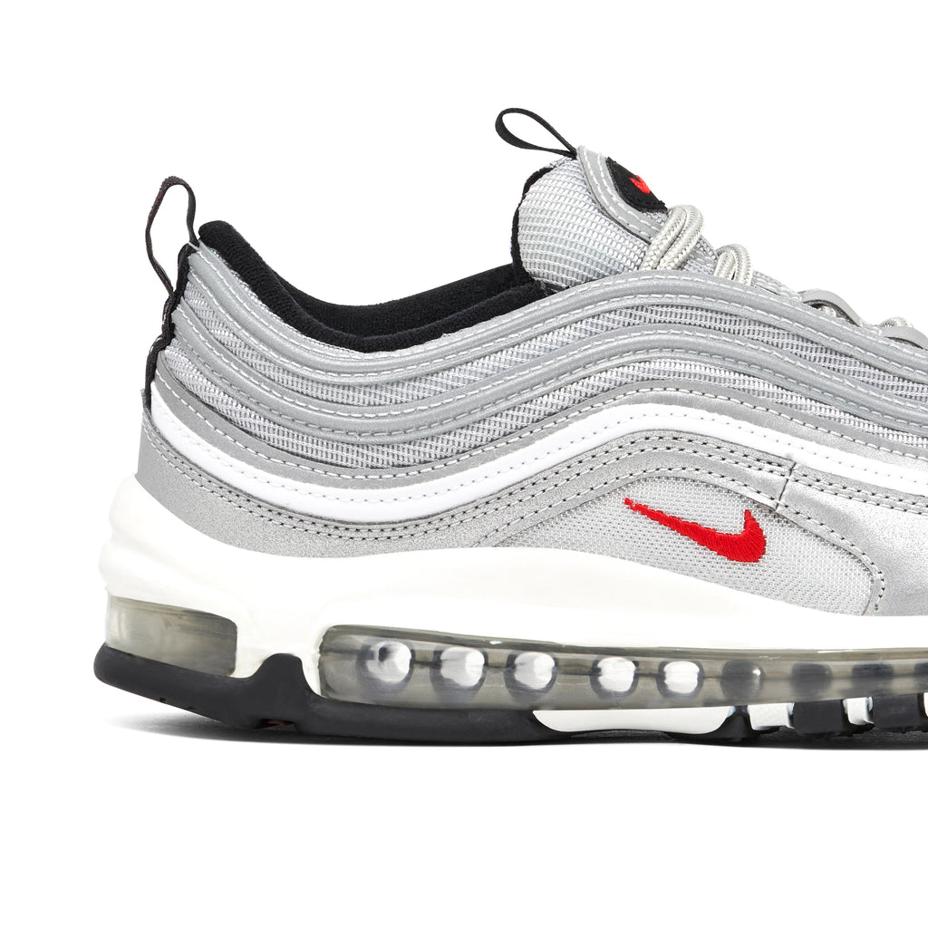 Nike Air Max 97 Silver Sneakers with Red Swoosh
