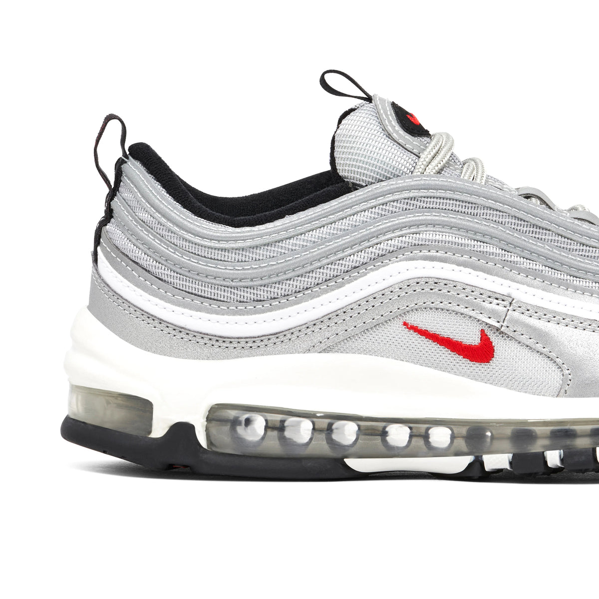 Nike Air Max 97 Silver Sneakers with Red Swoosh
