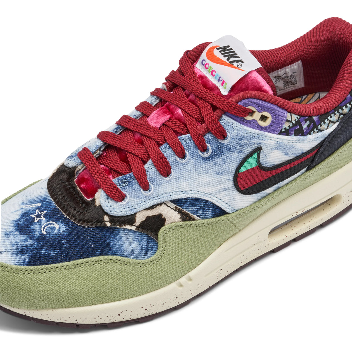 Nike Air Max 1 Multicolor Patchwork Sneakers with Olive Trim