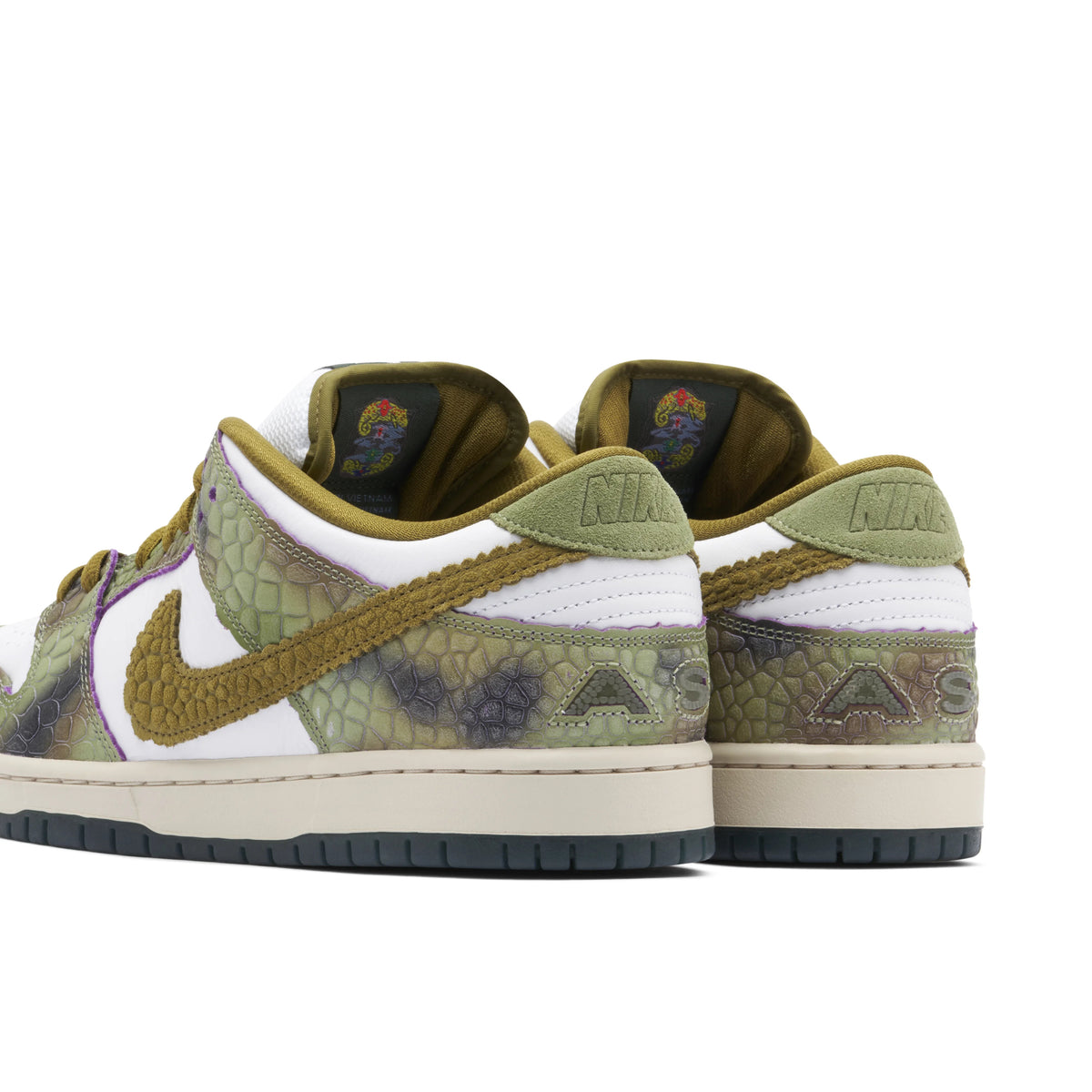 Nike SB Dunk Low Olive & White Scale-Pattern Sneakers