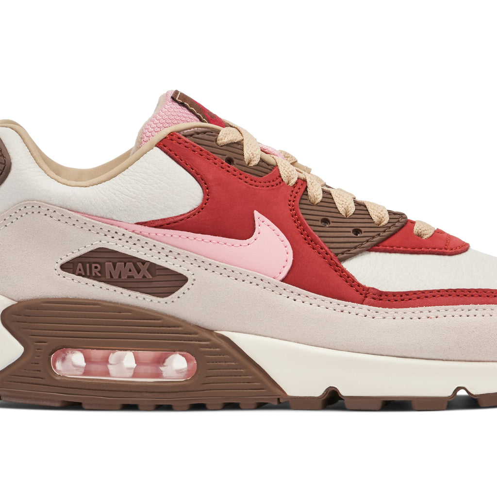 Nike Air Max 90 Red & Cream Sneakers with Pink Swoosh