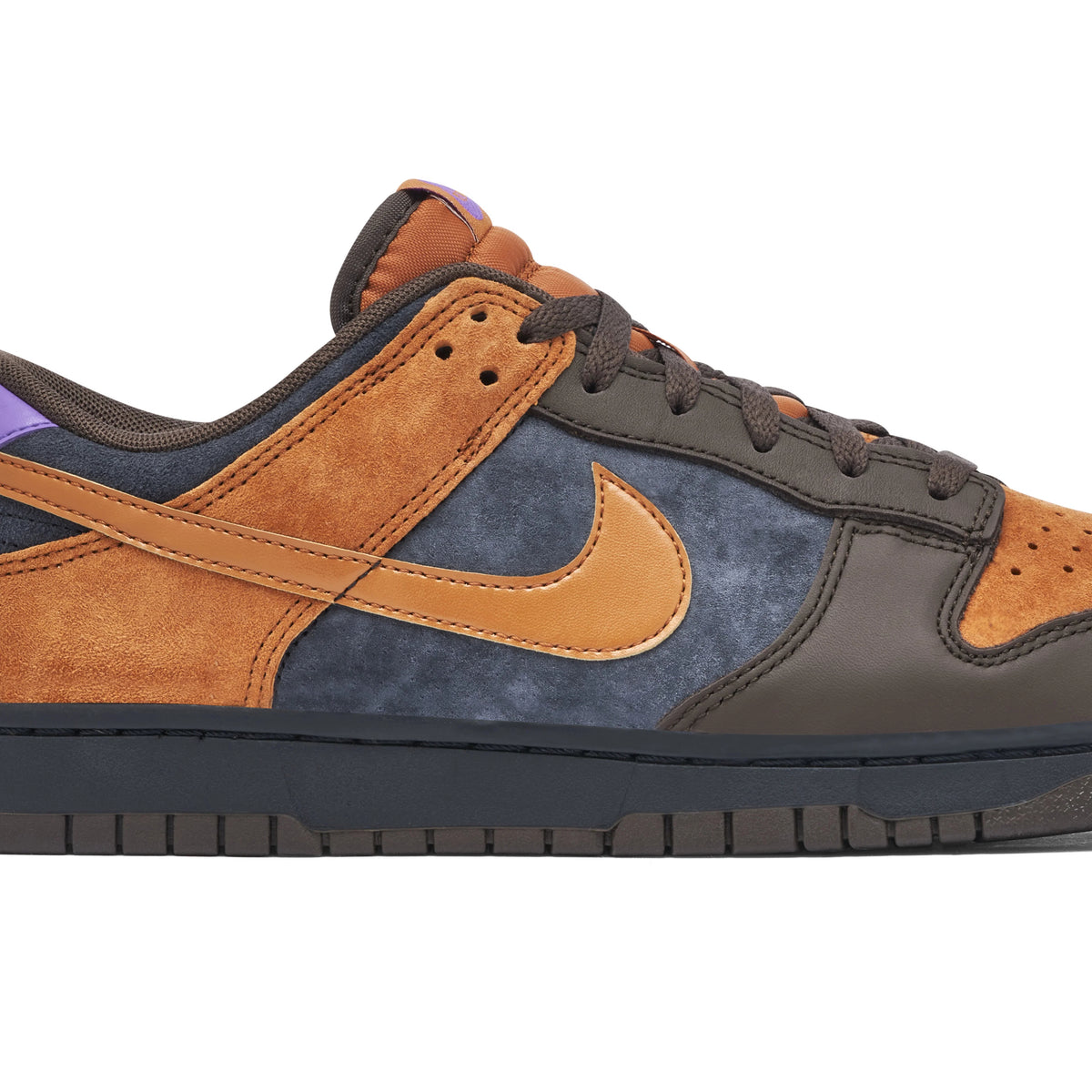 Nike Dunk Low Tan & Navy Sneakers with Purple Accents