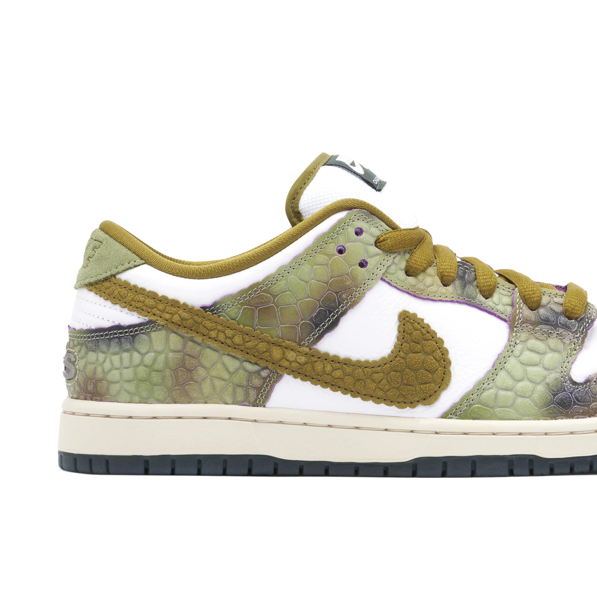 Nike SB Dunk Low Olive & White Scale-Pattern Sneakers