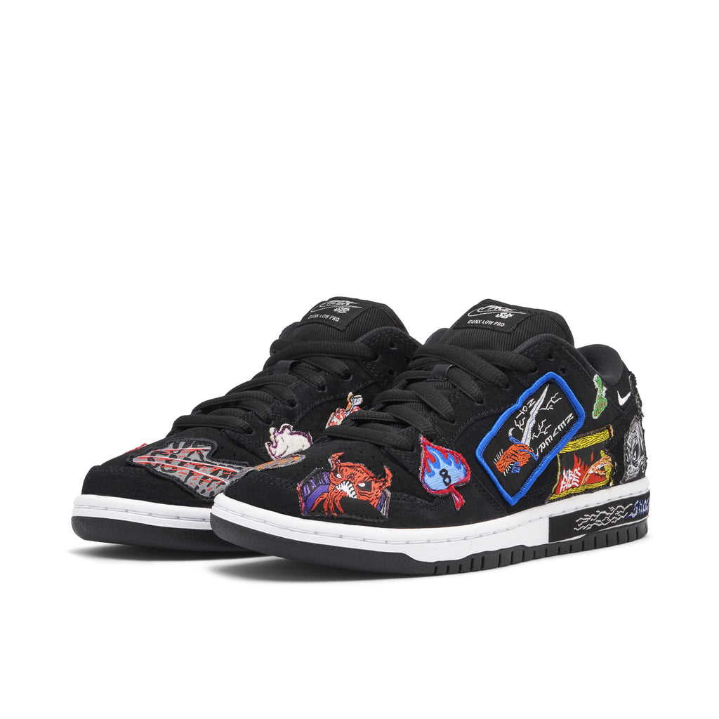 Nike SB Dunk Low Black Sneakers with Multicolor Graphic Patches