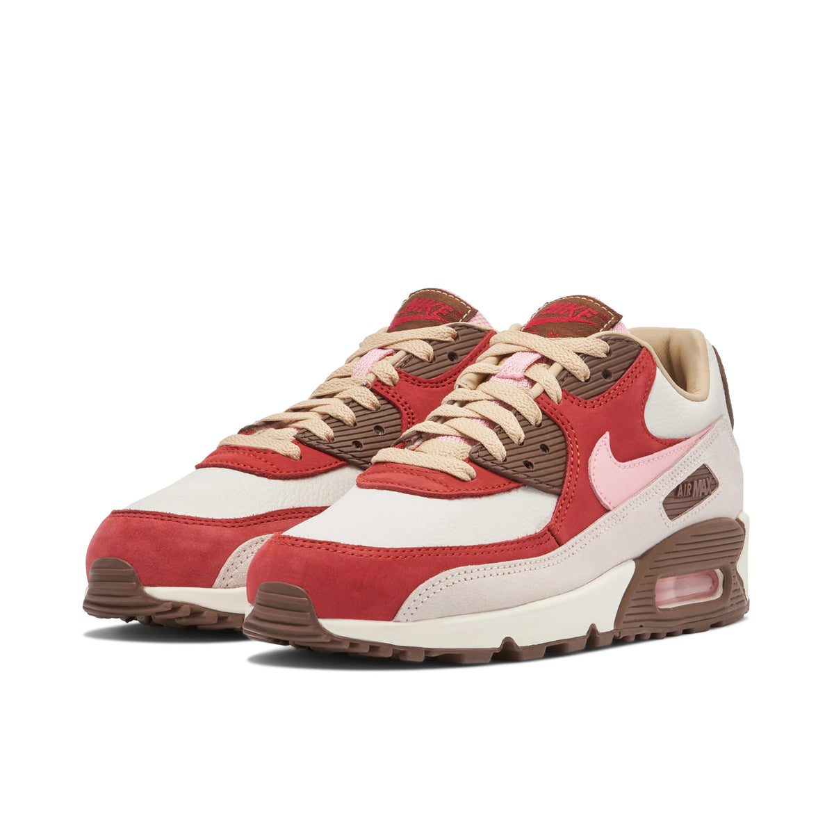Nike Air Max 90 Red & Cream Sneakers with Pink Swoosh