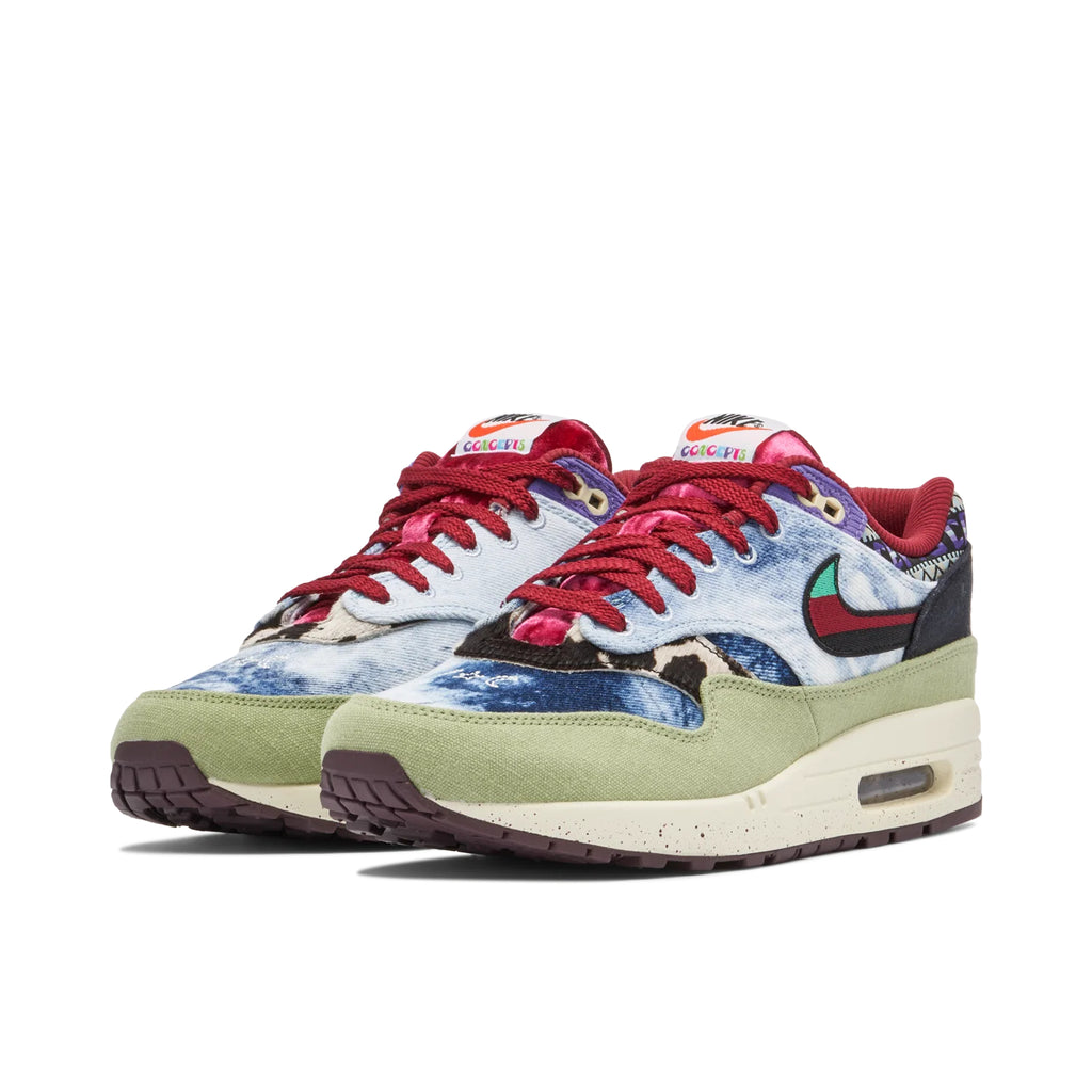 Nike Air Max 1 Multicolor Patchwork Sneakers with Olive Trim