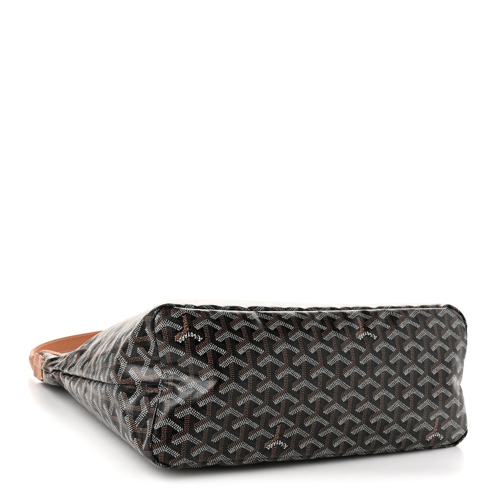 GOYARD Bohème Hobo Shoulder Bag – Black & Gold with Brown Leather Trim