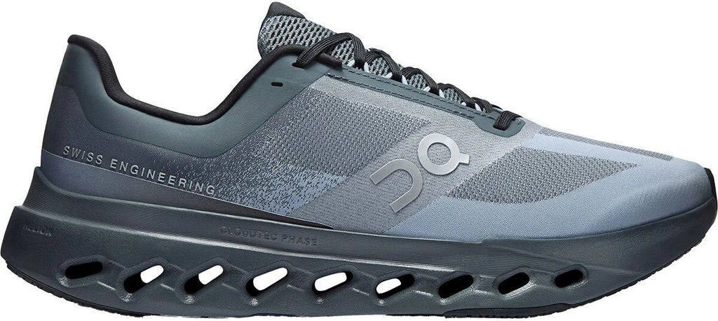 On Slate Grey Mesh Sneakers with Dark Cutout Sole