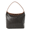 GOYARD Bohème Hobo Shoulder Bag – Black & Gold with Brown Leather Trim