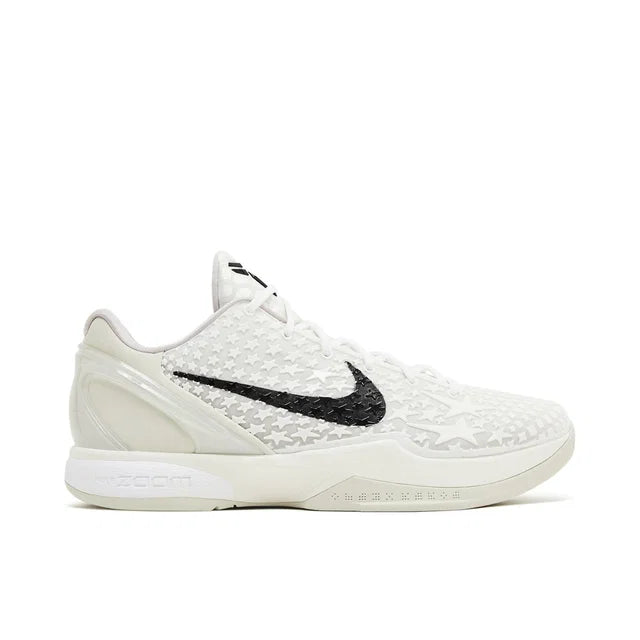 Nike Kobe 6 White Sneakers with Black Swoosh & Star Texture