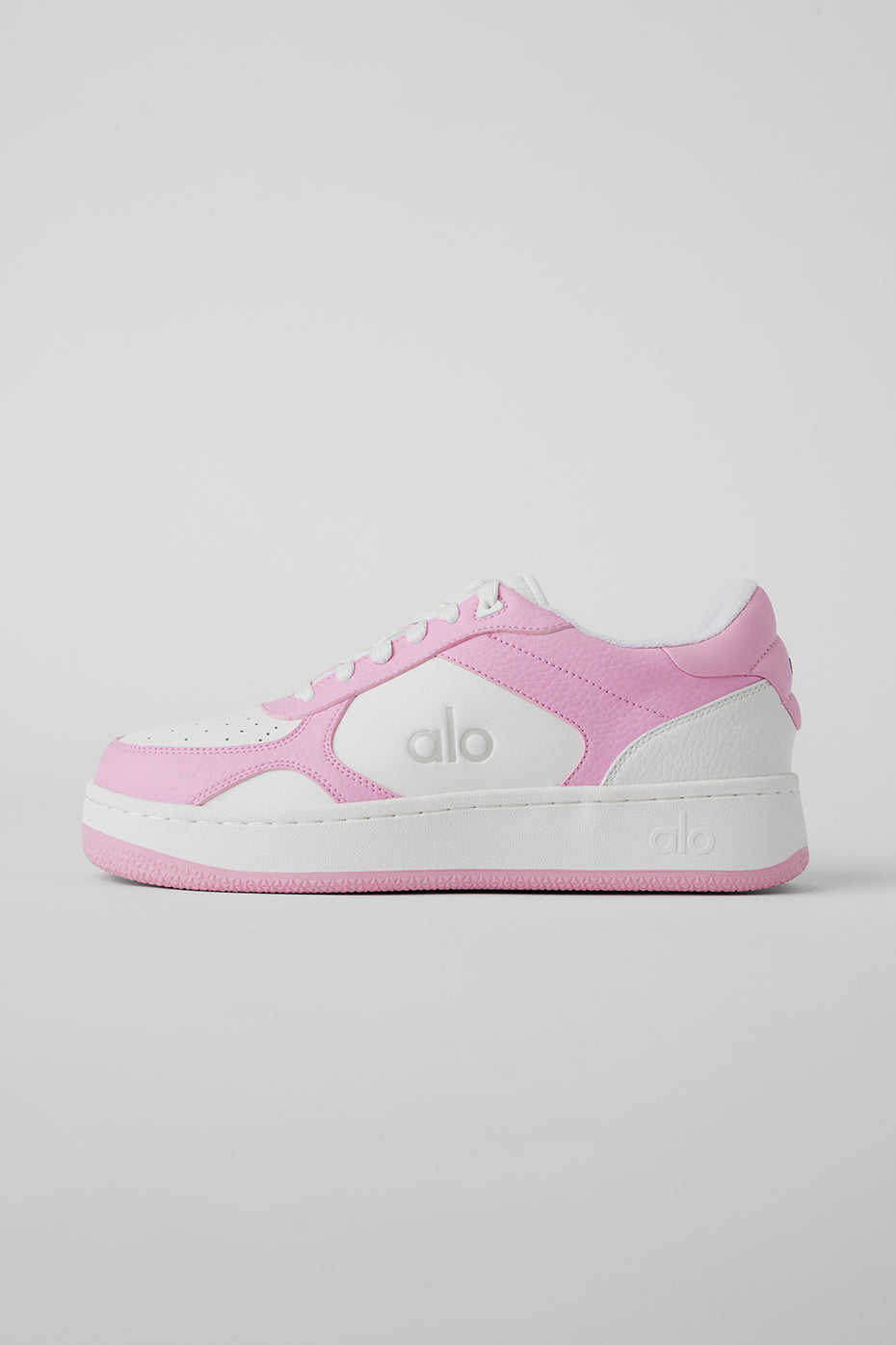 Alo Pink & White Low-Top Court Sneakers
