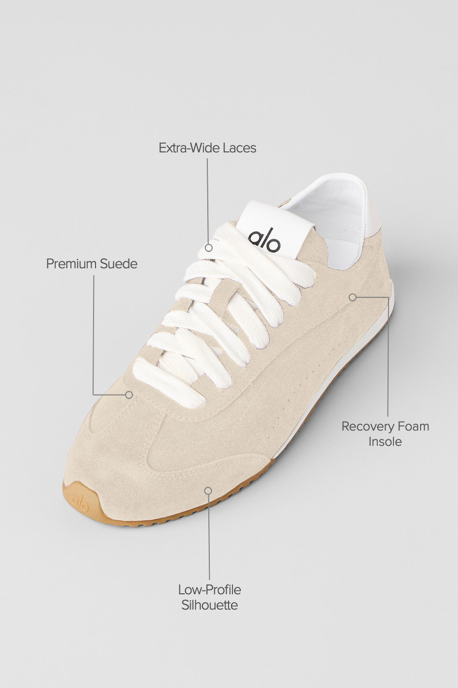 Alo Cream Retro Low-Top Sneakers with Gum Sole