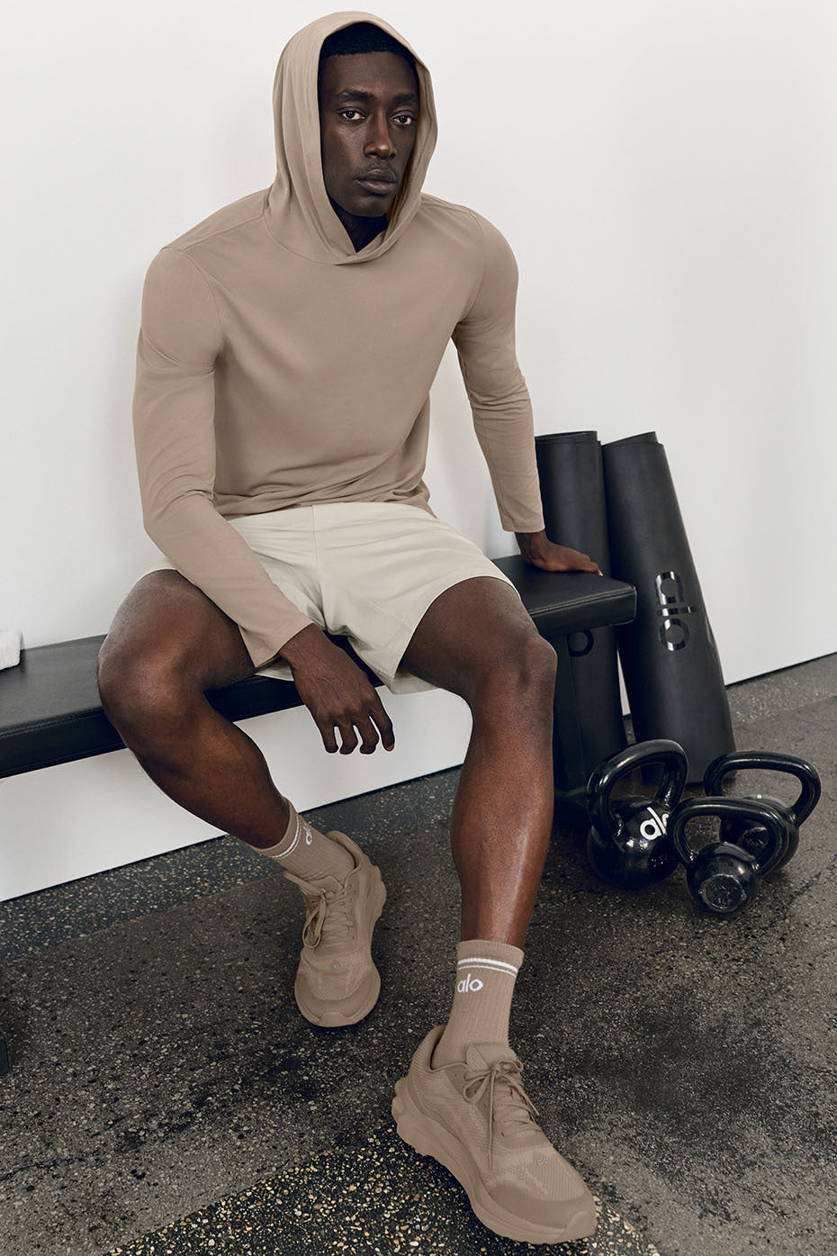 Alo Taupe Mesh Lace-Up Sneakers